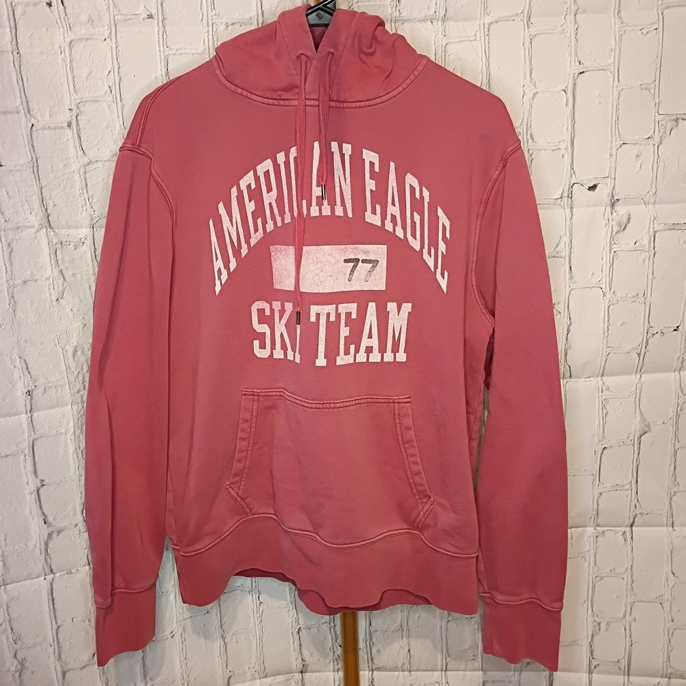American Eagle Pullover Hoodie Size Mens Medium Burgundy Pink - Picture 1 of 5
